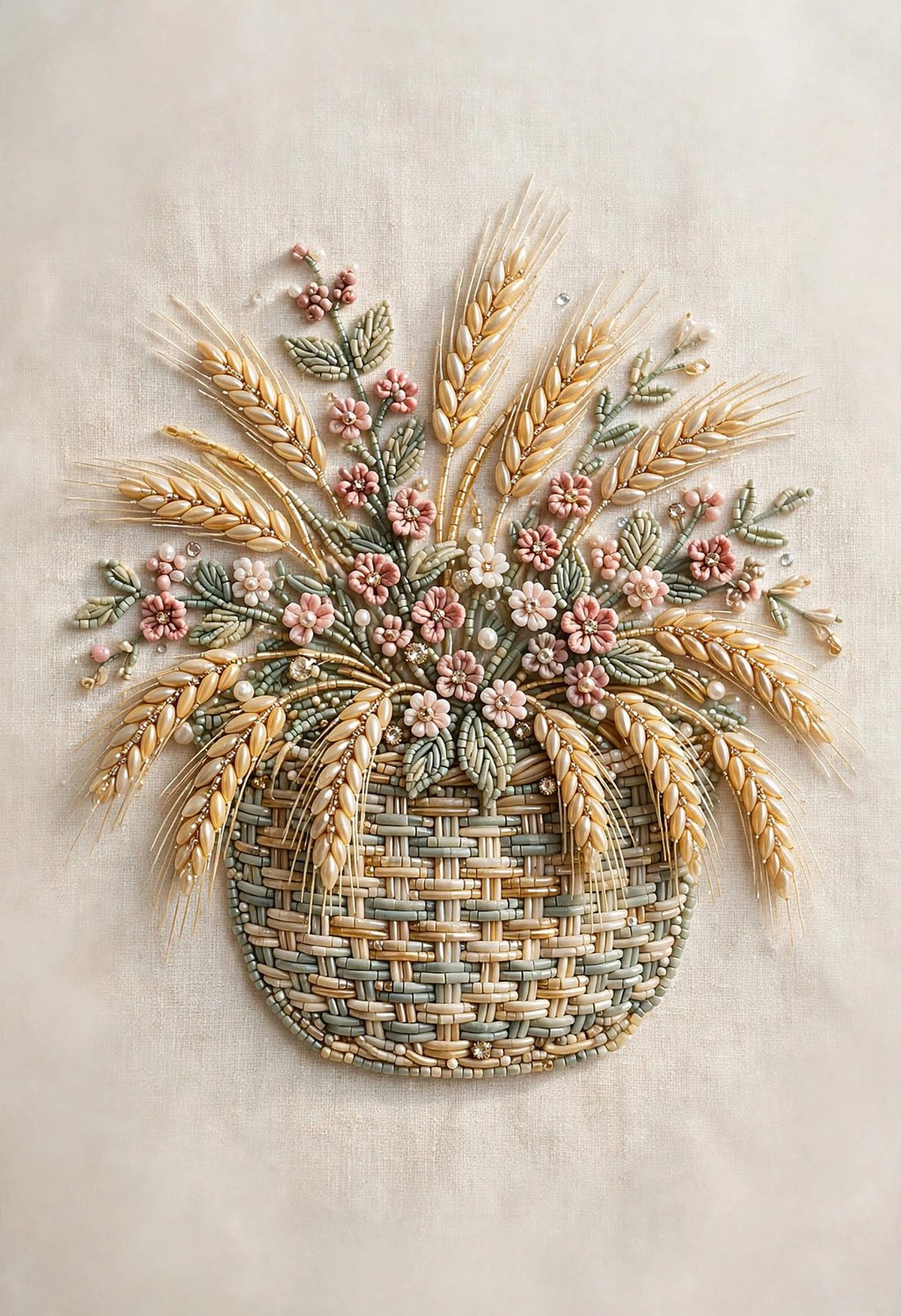 Moisson Rose beaded autumn wall art print