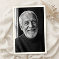 Example print: black and white portrait of a smiling older man, printed on Hahnemühle Photo Rag Baryta 315g