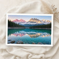 Example print: alpine lake at sunrise with snow-capped peaks, printed on Hahnemühle Photo Rag Metallic 340g