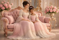 Her First Pearl, mother and daughter in pearl gowns, Maison Du Silence fine art print