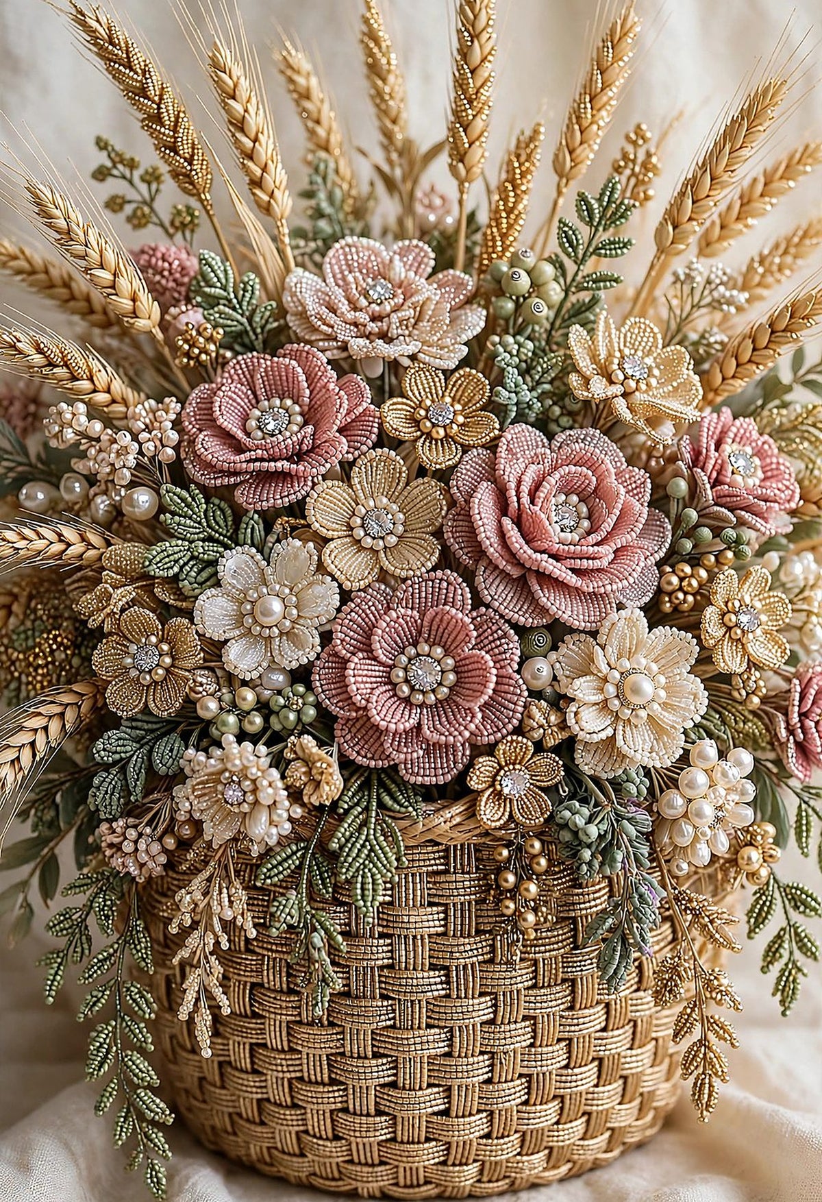 Panier de Roses beaded autumn wall art print