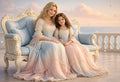 Tender Lineage, mother and daughter in pearl gowns, Maison Du Silence fine art print