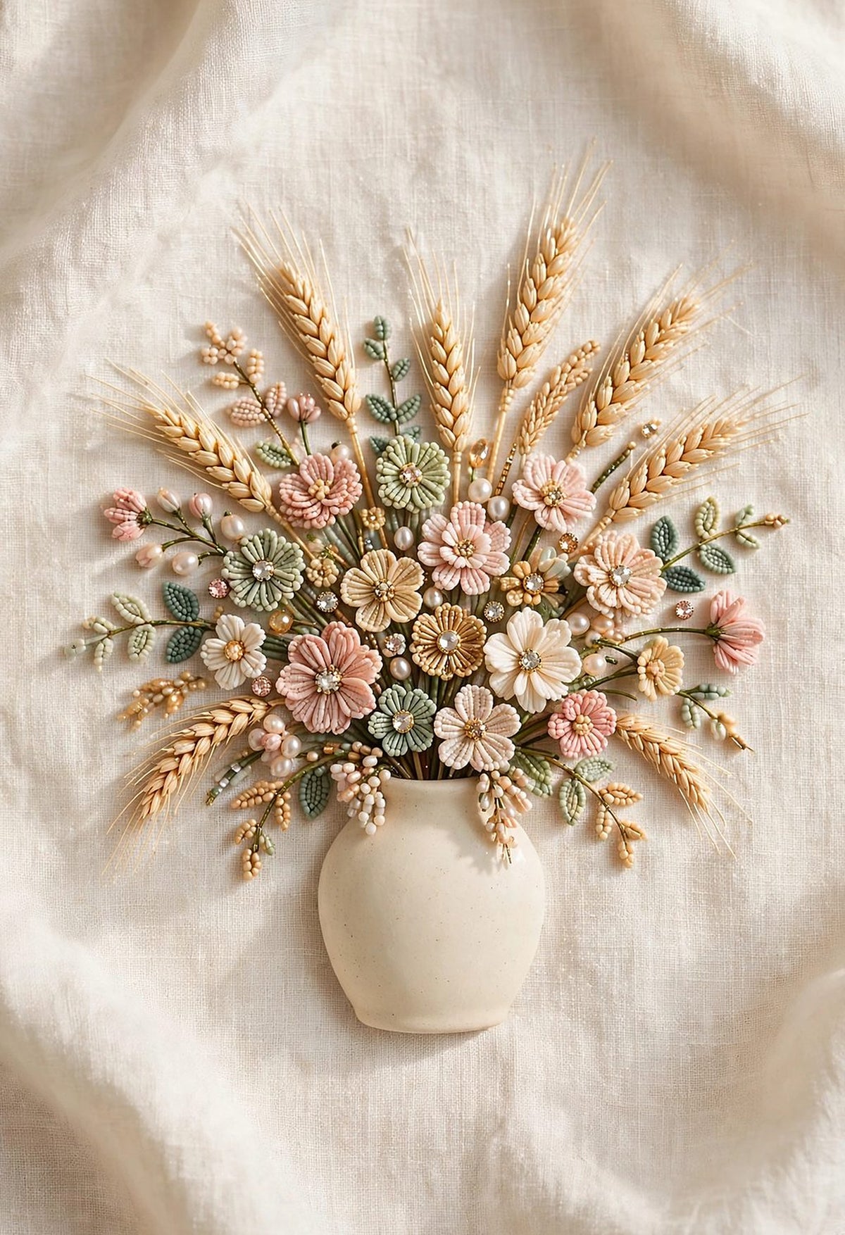 Vase d'Automne beaded autumn wall art print