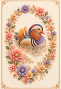 Mandarin duck embroidered with pearls