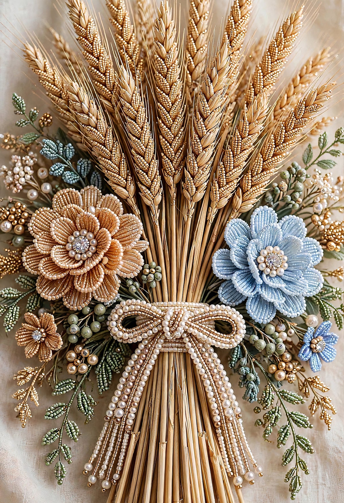 Gerbe Bleu Ciel beaded autumn wall art print