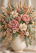 Vase de Roses Poudrées beaded autumn wall art print