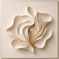 Petal Drift – abstract sculptural ivory petals curling and overlapping with subtle gold details in the folds