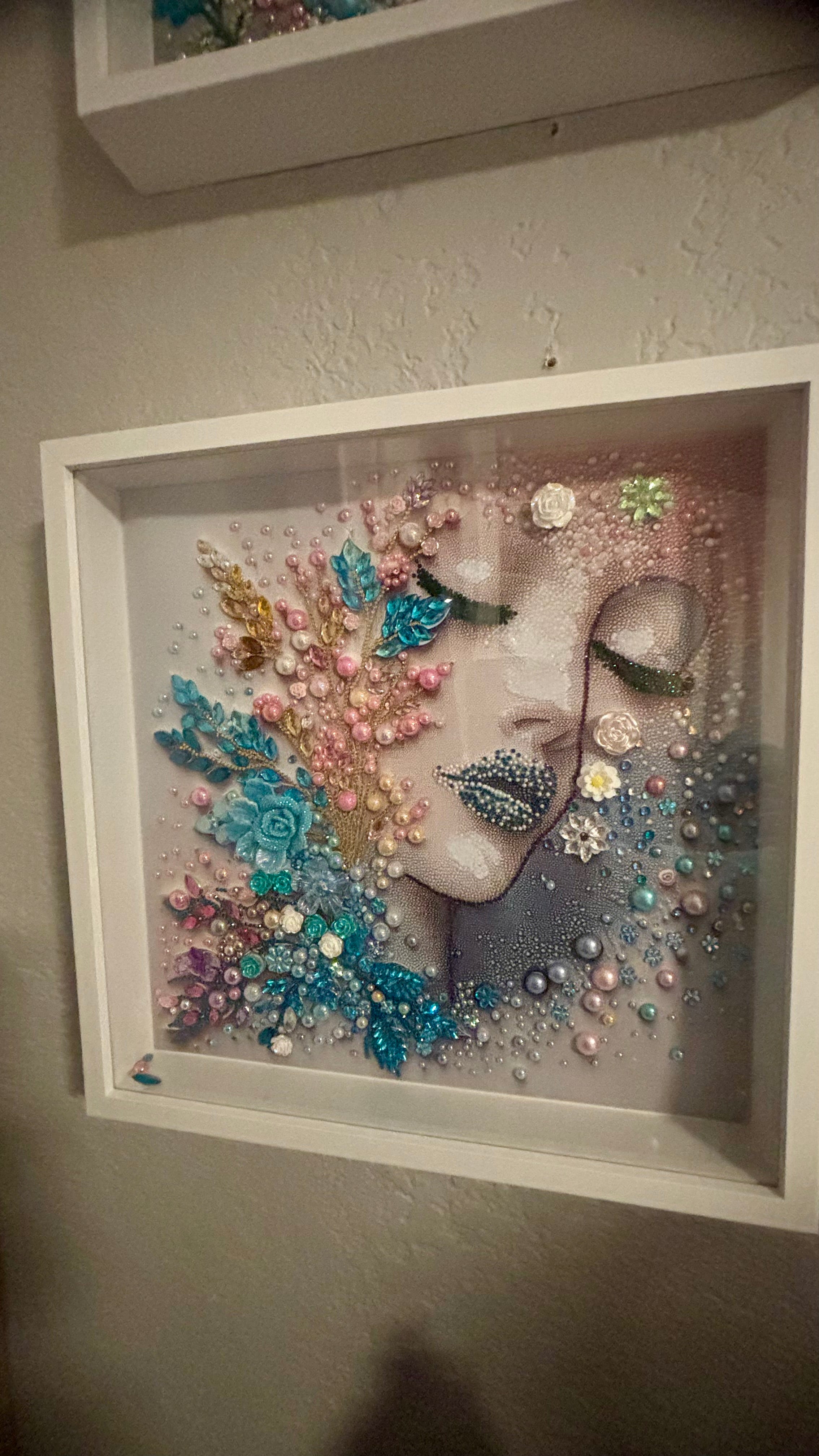 Ethereal Dream — Framed Crystal & Pearl Wall Art 30x30