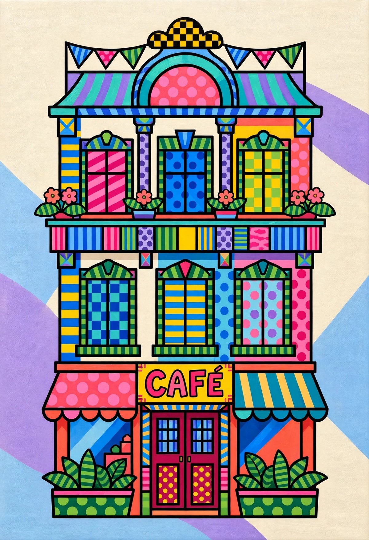The Little Café — pop art building fine art print