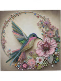 Colibrí y Flores — Cuadro con cuentas hecho a mano