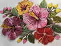 Hibiscus en Flor — Cuadro de flores con cuentas hecho a mano 13x19
