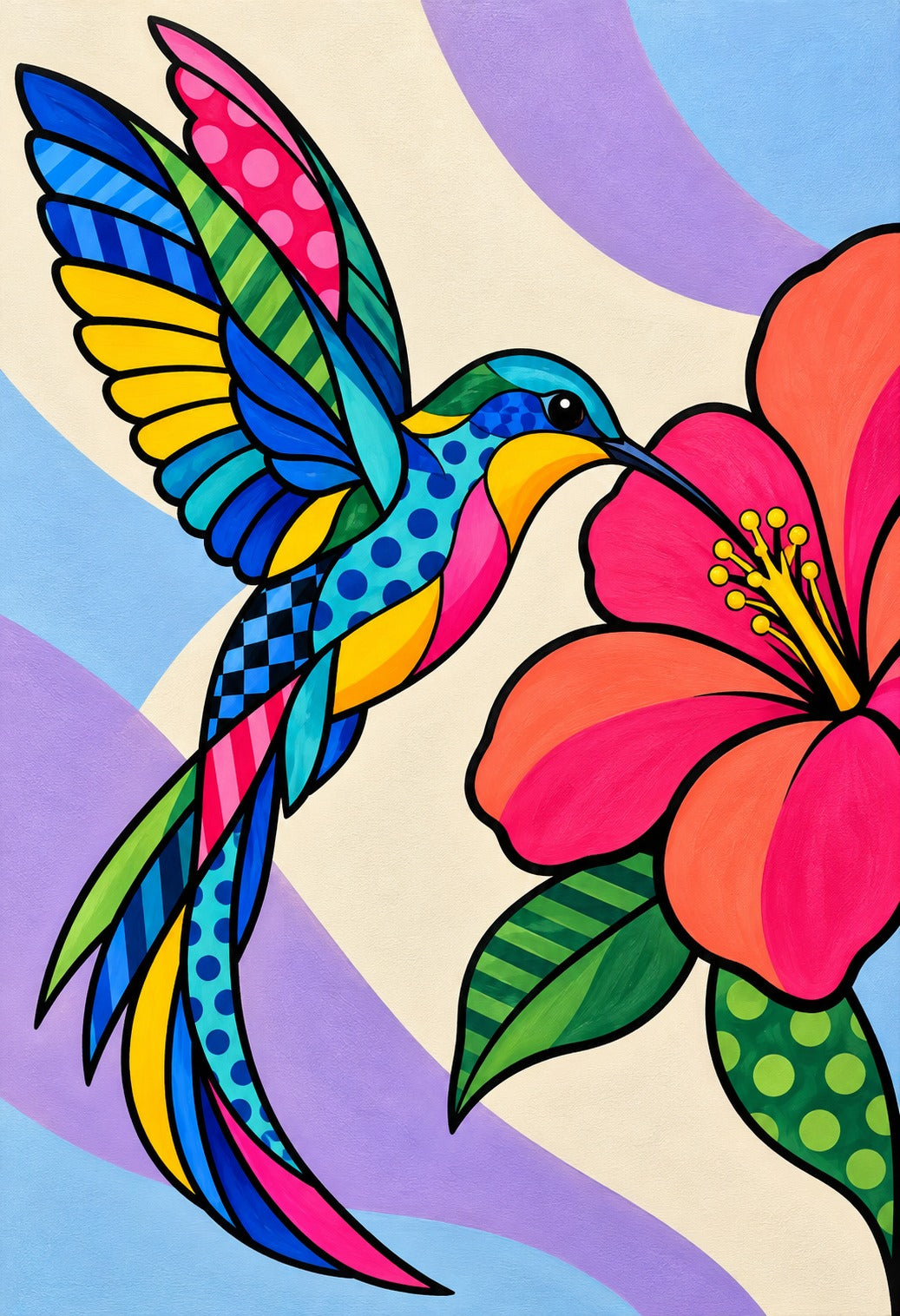 Hummingbird in Bloom — pop art hummingbird fine art print