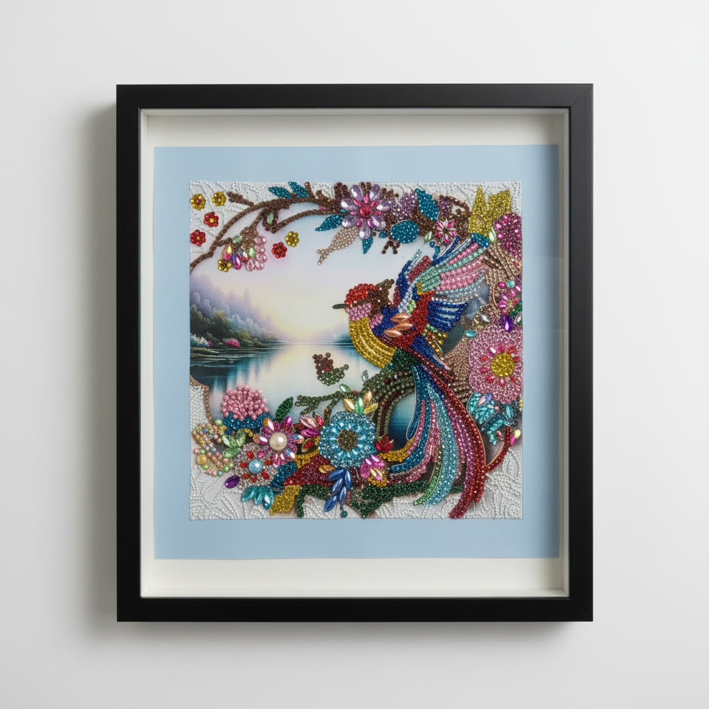 Paradise Bird — Framed Crystal Wall Art 30x30