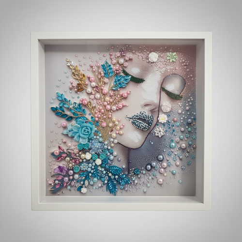 Ethereal Dream — Framed Crystal & Pearl Wall Art 30x30