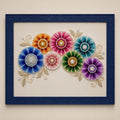 Mandala Floral — Cuadro enmarcado con flores de cuentas hecho a mano