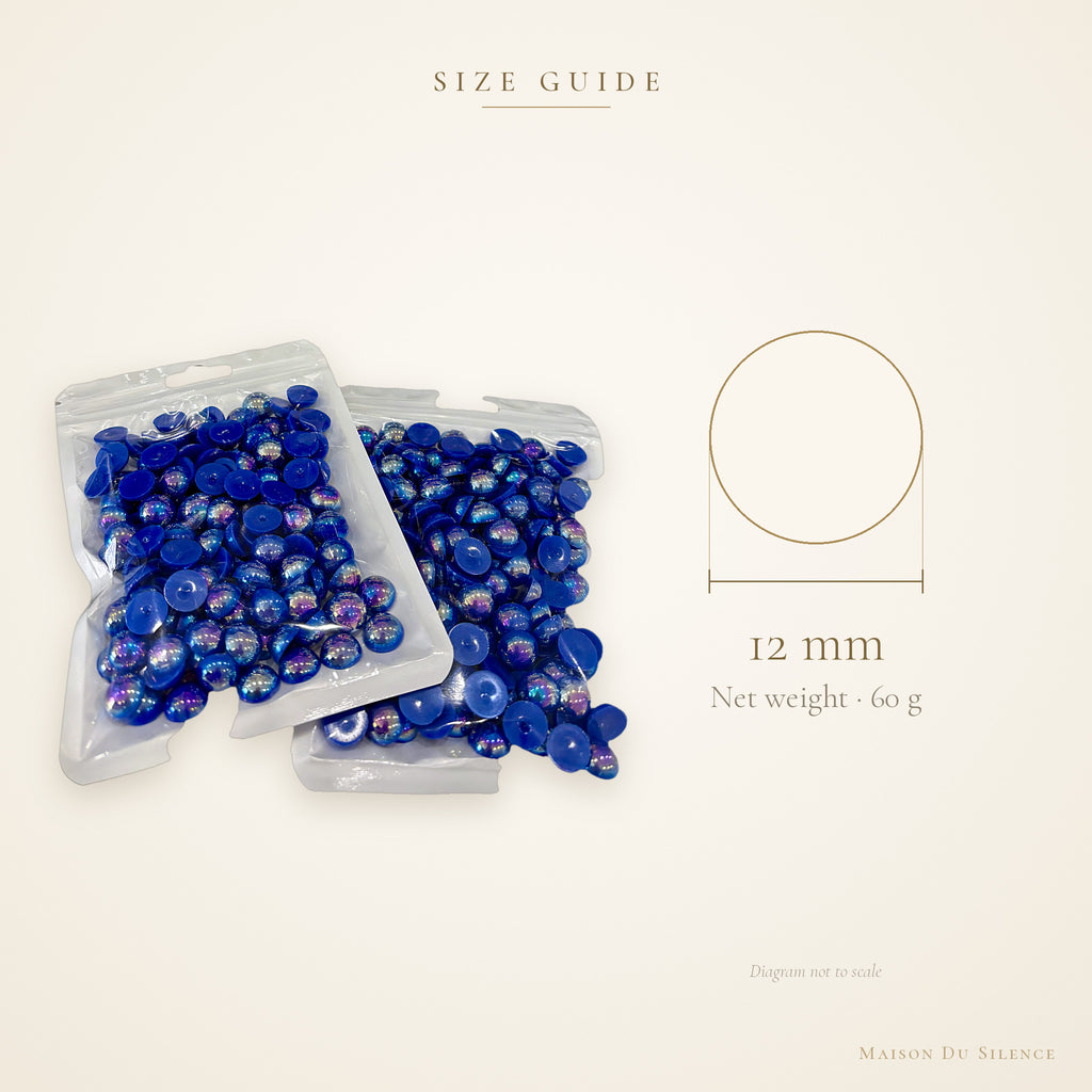 Size guide for sapphire half pearls, 12 mm, 60g