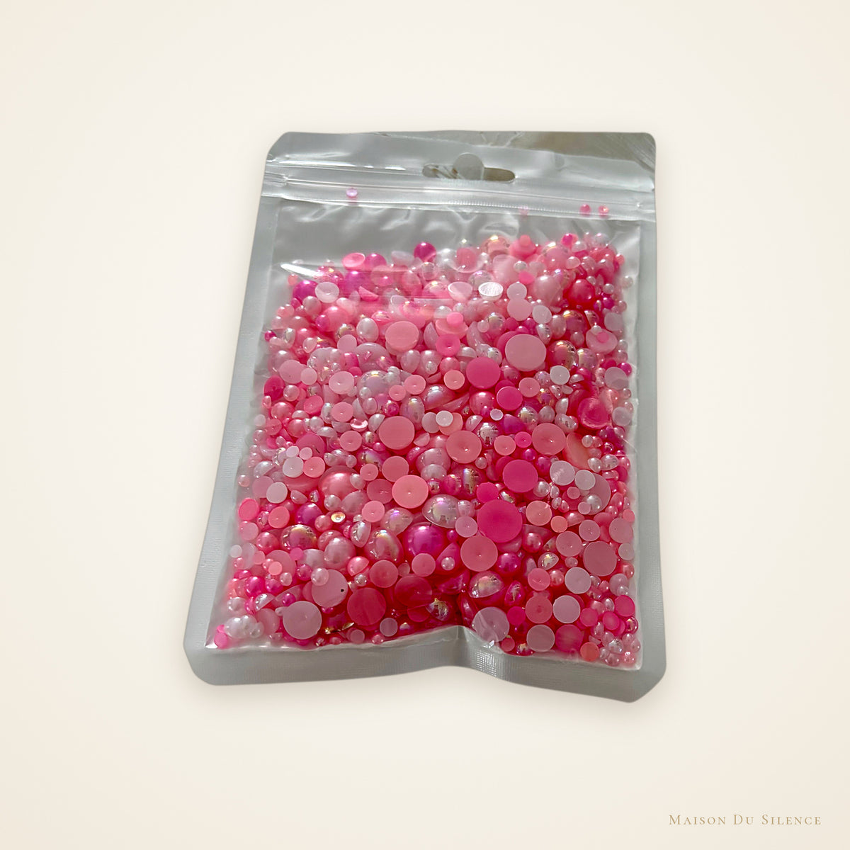 Bag of pink half pearls, 8 mm, 60g
