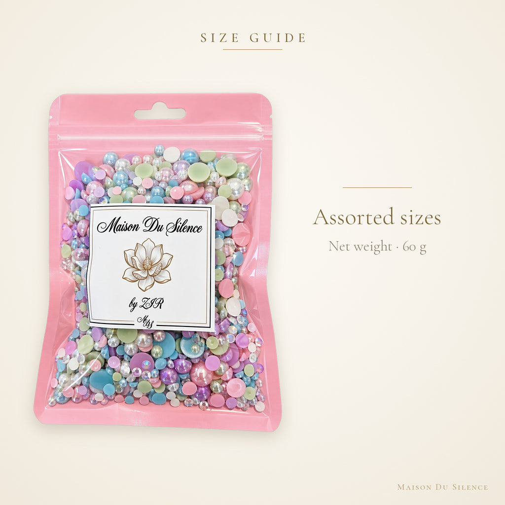 Size guide for Pastel Dream bead mix, 60g, assorted sizes