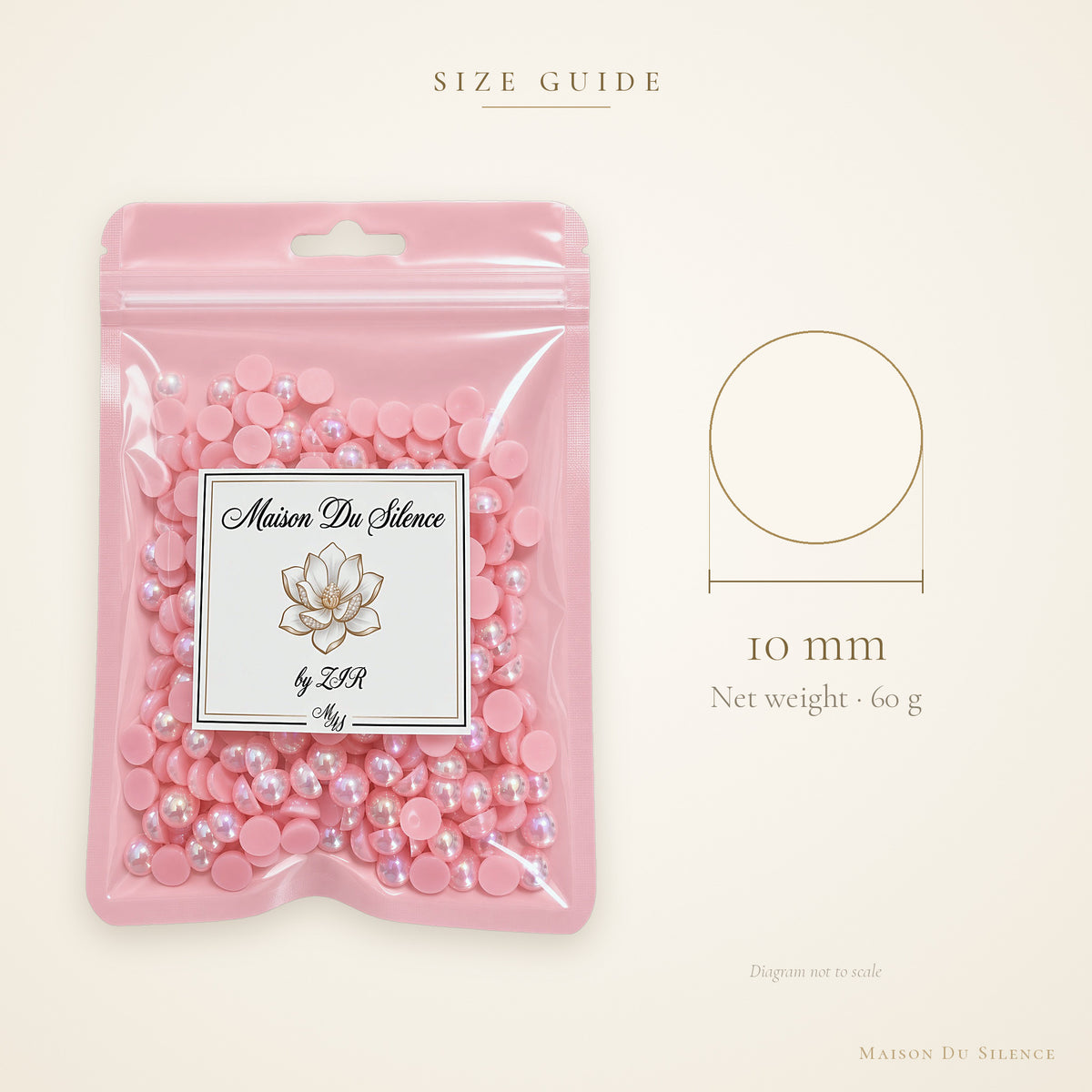 Size guide for Pink Dream bead mix, 10 mm, 60g