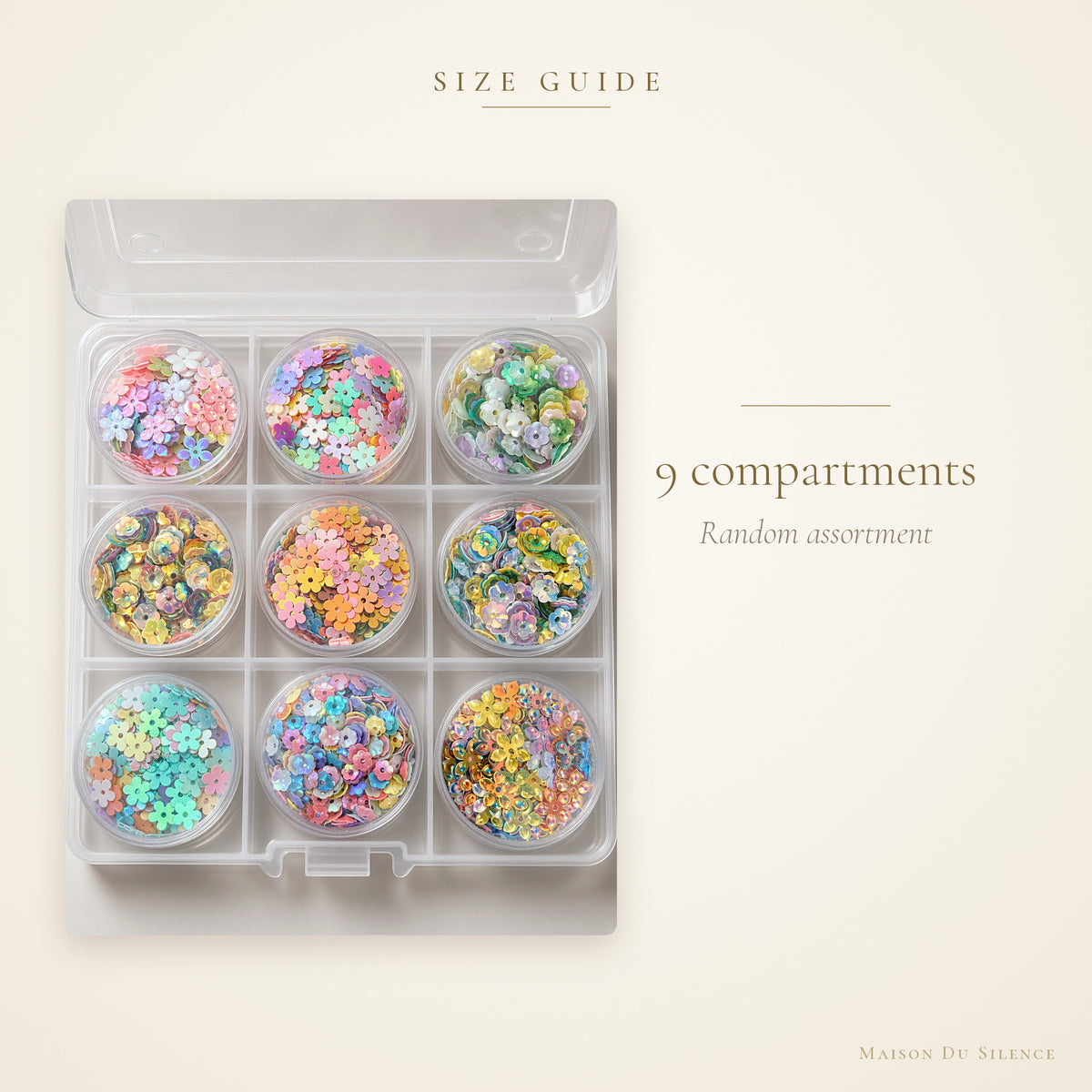 Premium Mystery Sequin Kit with 9 compartments, random assortment
