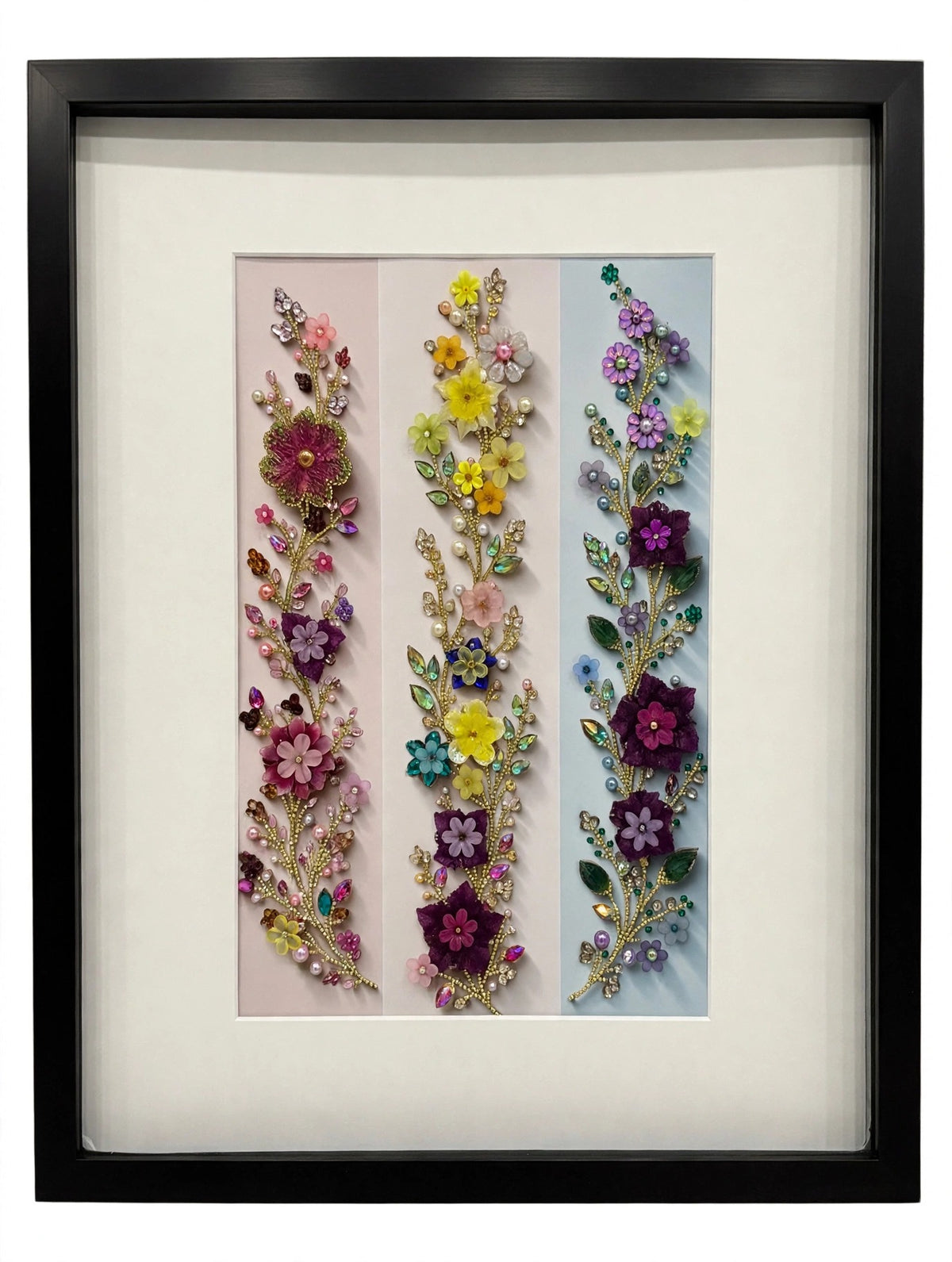 Columnas Florales Pastel — Cuadro enmarcado hecho a mano 13x19