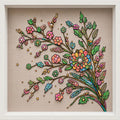 Pastel Pop Branch - delicate flowering branch in pop-art patchwork style, fine art print