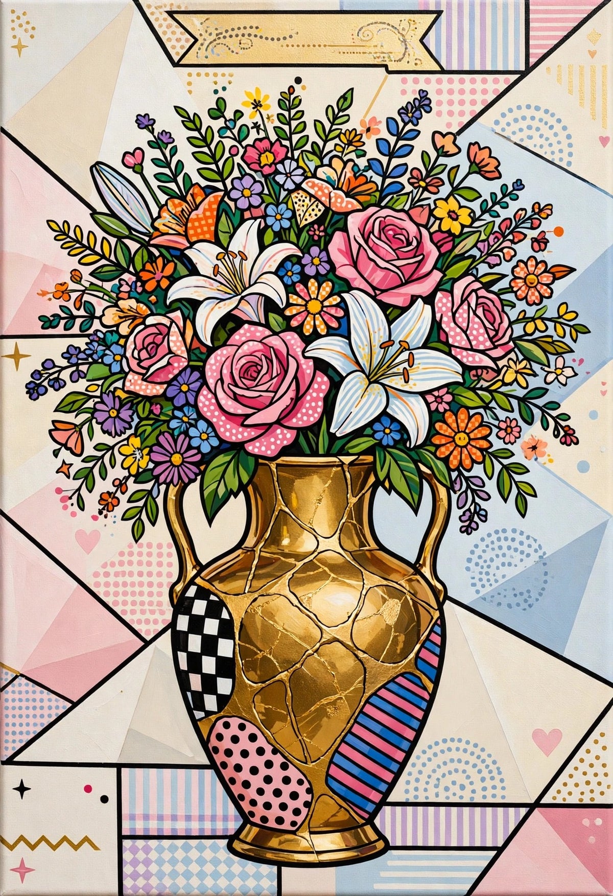 Vase of Joy — kintsugi golden vase pop art print